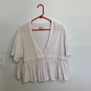 Women’s white peplum urban outfitters top with embroidery detail